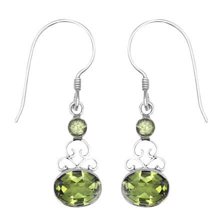 (247TPE) Double Peridot Silver Earrings