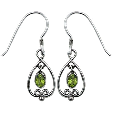 (247NPE) Dangle Drop Peridot Earrings