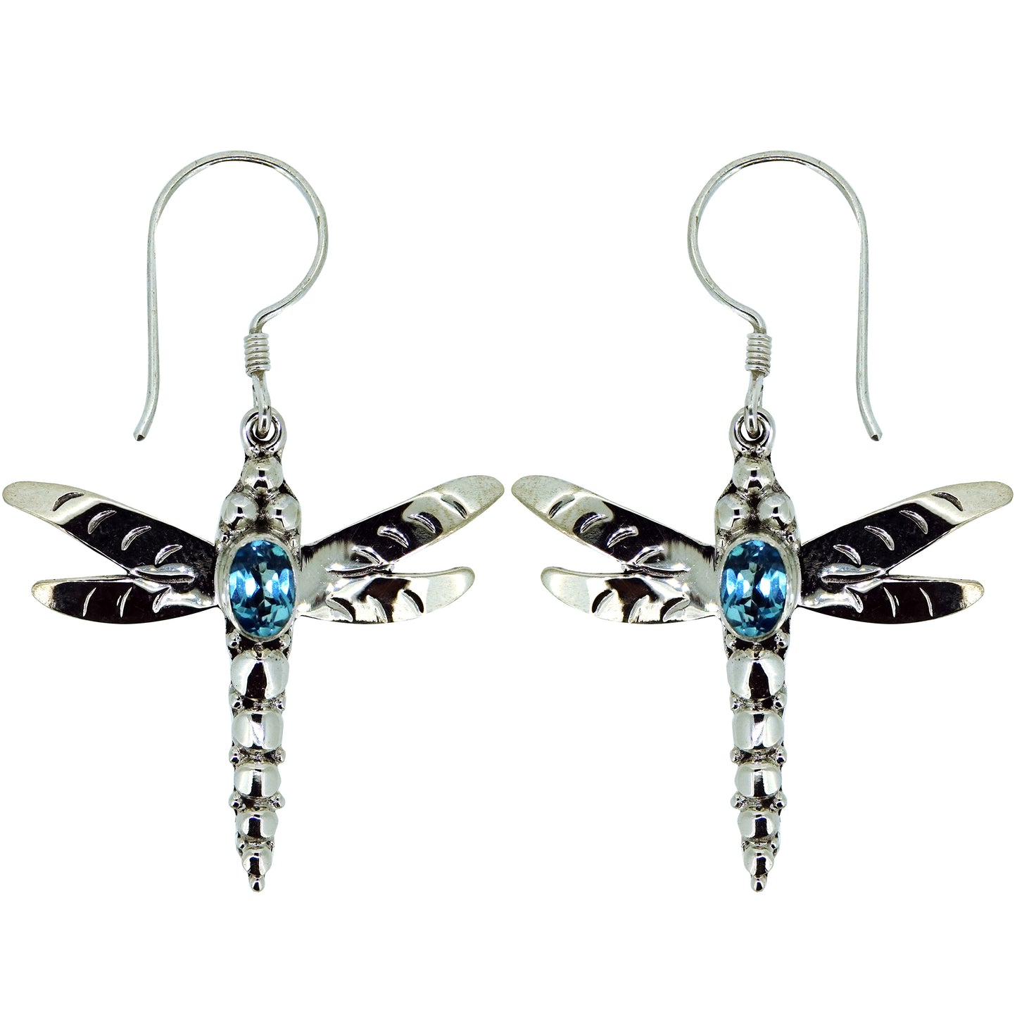 (248IBT) Blue Topaz Dragonfly Earrings (248IBT)