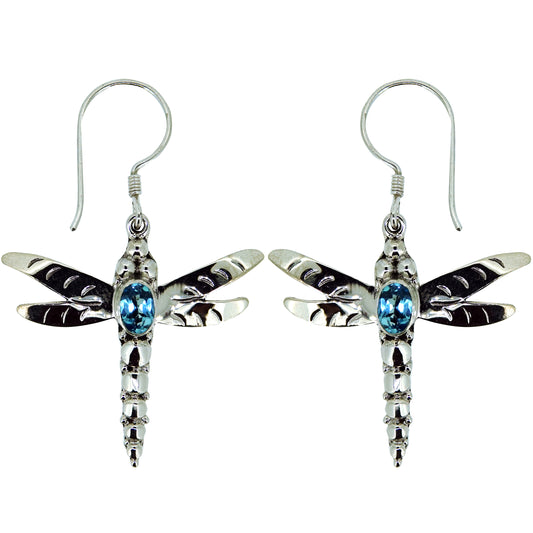 (248IBT) Blue Topaz Dragonfly Earrings (248IBT)