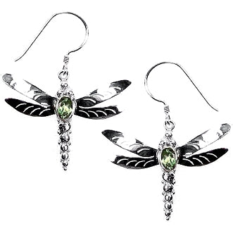 (248IPE) Dragonfly With Peridot Earring