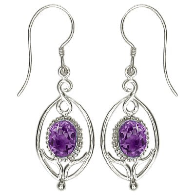 (257PAM) Flower Drop Amethyst Earrings (257PAM)