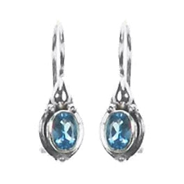 (274IBT) Fixed Hook Blue Topaz Earrings