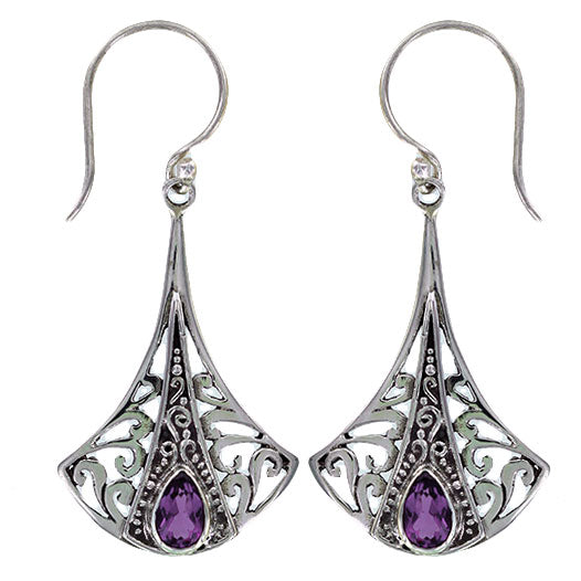 (277WAM) Amethyst Silver Drop Earring