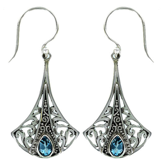 (277WBT) Swiss Blue Topaz Drop Earring