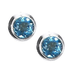 (284IBT) Round Blue Topaz Post Earrings