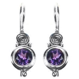 (284JAM) Spiral Amethyst Earrings