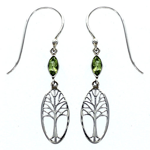 (288UPE) Marquise Peridot Tree of Life Earring