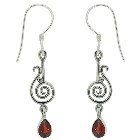 (290ZGA) Garnet Spiral Earrings