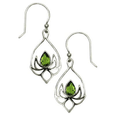 (295OPE) Lotus Drop Peridot Earrings