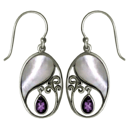 (296RMOPAM) Mother of Pearl w/ Amethyst Oval Earrings