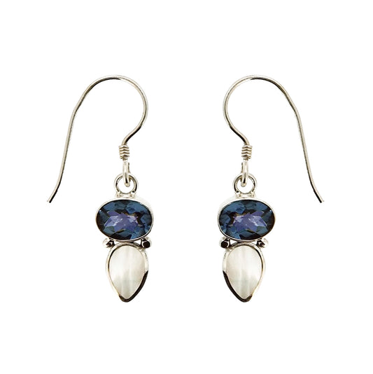 (333ABQMOP) Blue Quartz & Mother Of Pearl Silver Earrings