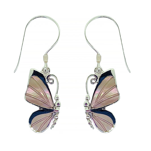 (337ATAN) Tan Mother Of Pearl Shell Silver Earrings