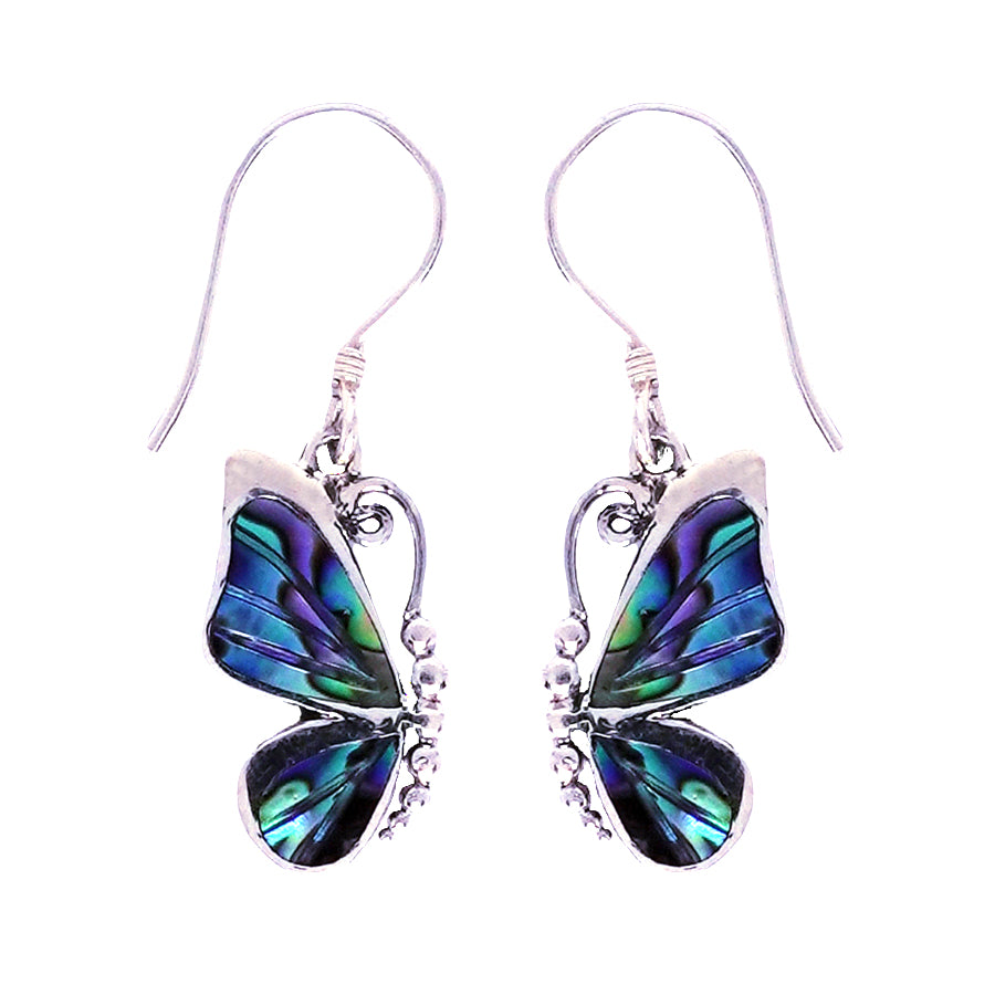 (337APAUA) Paua Shell Butterfly Silver Earrings