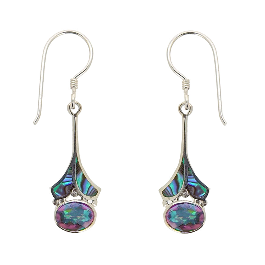 (338APAUAMT) Mystic Topaz & Paua Shell Silver Earrings