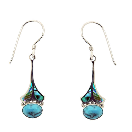 (338ATQPAUA) Turquoise & Paua Shell Silver Earrings