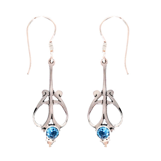 (343ABT) Swiss Blue Topaz Silver Earrings