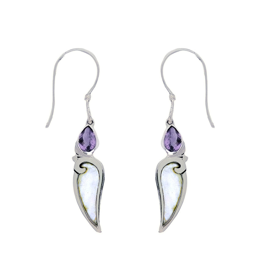 (346AAMMOP) Amethyst & Mother Of Pearl Silver Earrings