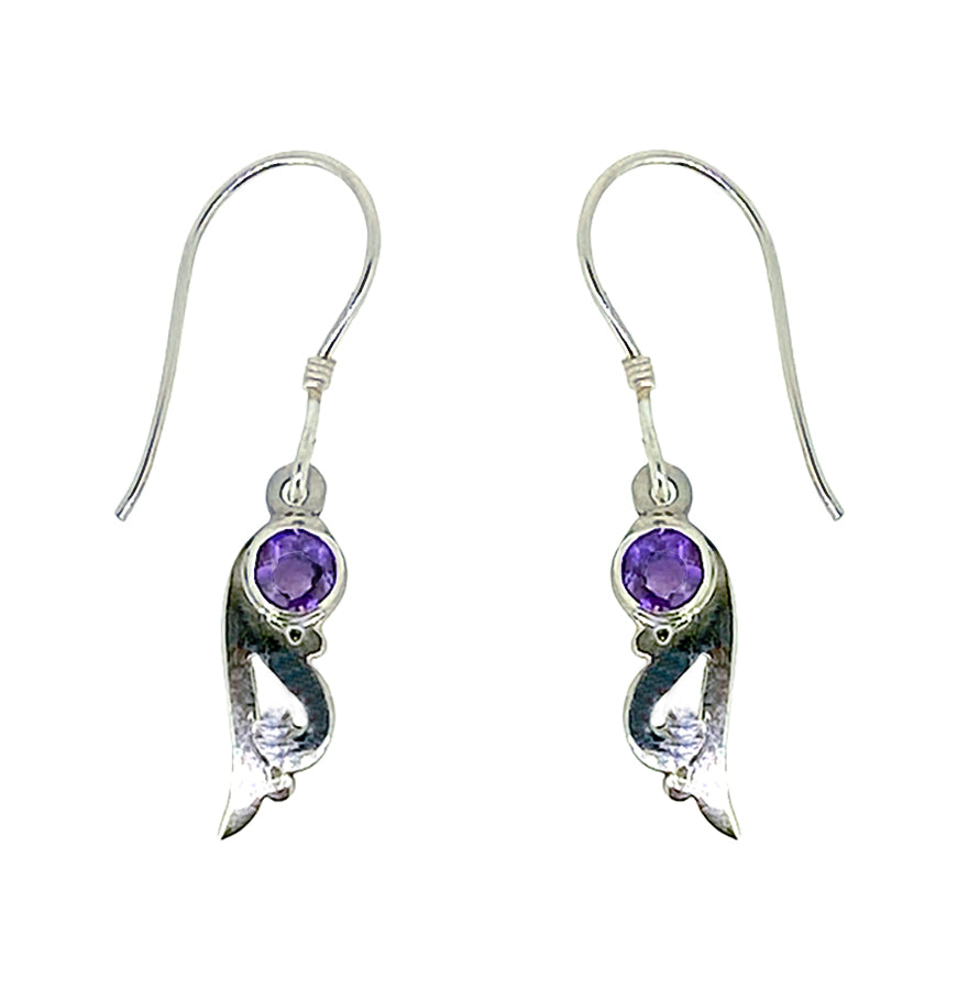 (347AAM) Amethyst Silver Drop Earrings