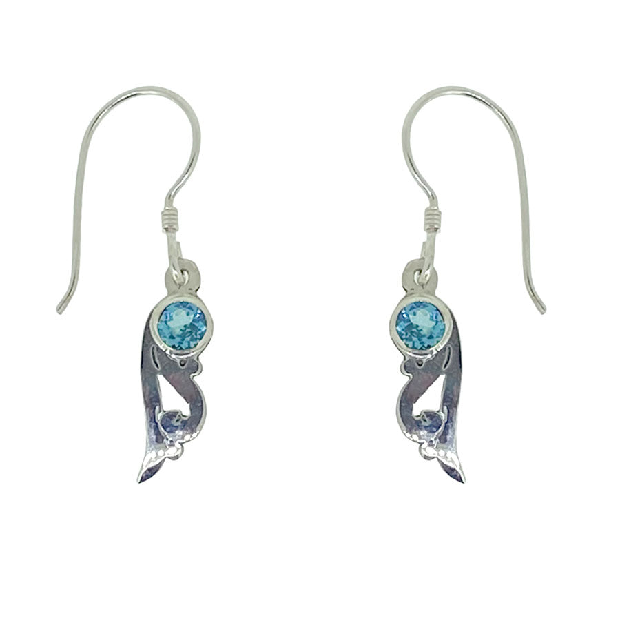 (347ABT) Swiss Blue Topaz Silver Drop Earrings