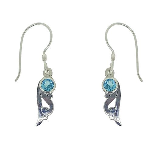 (347ABT) Swiss Blue Topaz Silver Drop Earrings