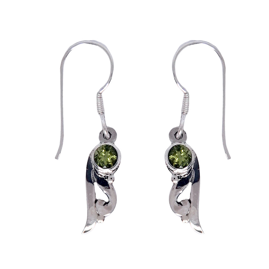 (347APE) Peridot Silver Drop Earrings