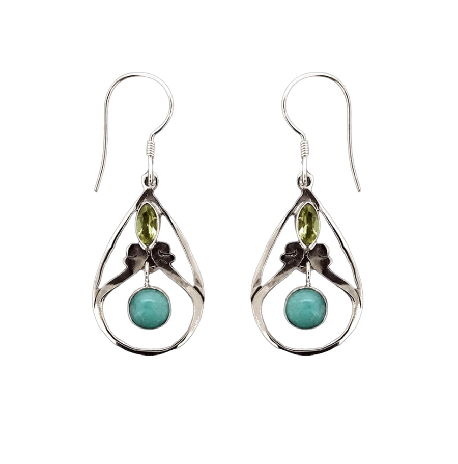 (349APEAV) Peridot & Apatite Silver Earrings