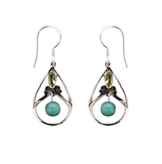 (349APEAV) Peridot & Apatite Silver Earrings