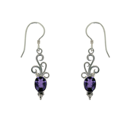 (361AAM) Amethyst Silver Earrings