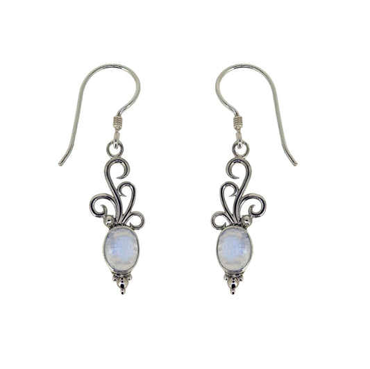 (361ABMS) Blue Moonstone Silver Earrings