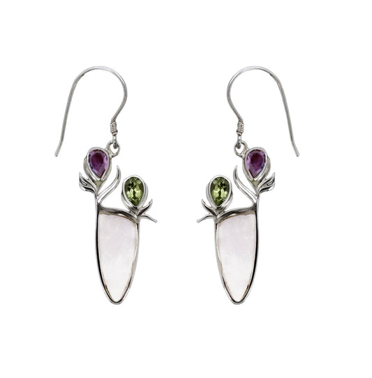 (363AAMPEMOP) Amethyst Peridot Silver Earrings