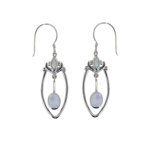 (368ABMS) Blue Moonstone Silver Earrings