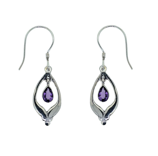 (372AAM) Amethyst Silver Earrings