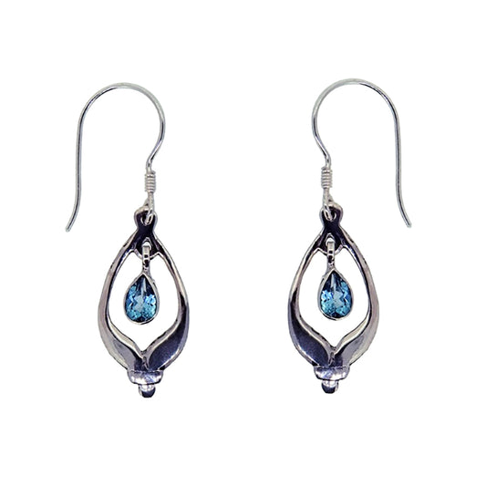 (372ABT) Swiss Blue Topaz Silver Earrings