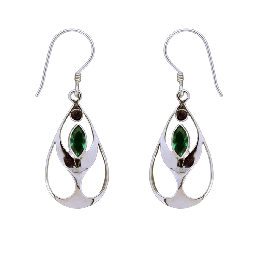 (377AGQ) Green Quartz Topaz Silver Earrings