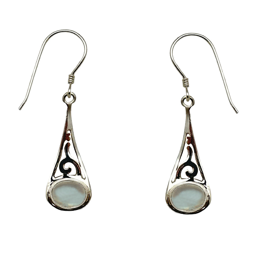 (383ABMS) Blue Moonstone Silver Earrings