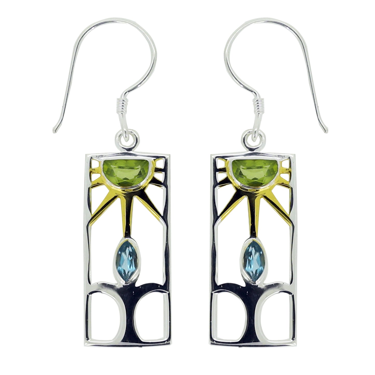 (389PEBT) Swiss Blue Topaz & Peridot Earrings