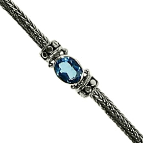 (517DBT) Dot Weave Blue Topaz Stone Bracelet