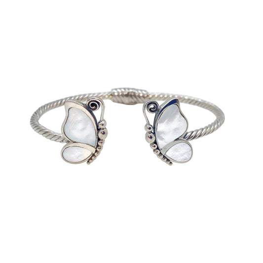 (518EMOP) Mother Of Pearl Butterfly Silver Bracelet