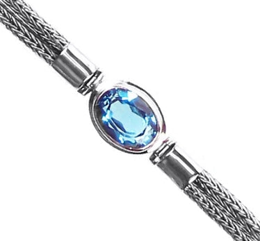 (529CBT) Blue Topaz Snake Chain Bracelet