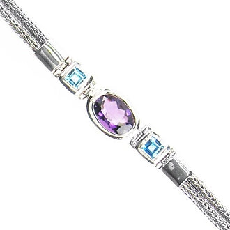 (530CAMBT) Amethyst & Blue Topaz Stone Bracelet