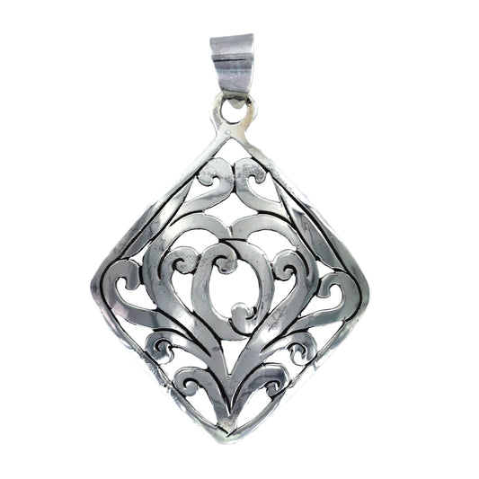 (662D) Diamond Symmetry Silver Pendant