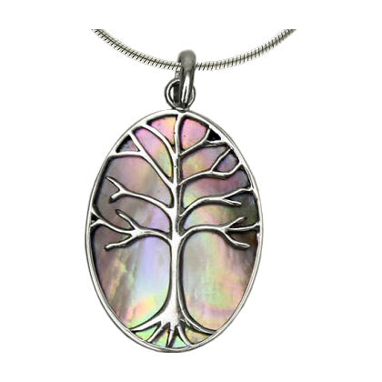 (665CTAN) Tan Shell Tree of Life Pendant