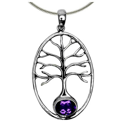 (667CAM) Tree of Life w/ Amethyst Accent Pendant