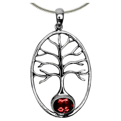 (667CGA) Tree of Life w/ Garnet Accent Pendant