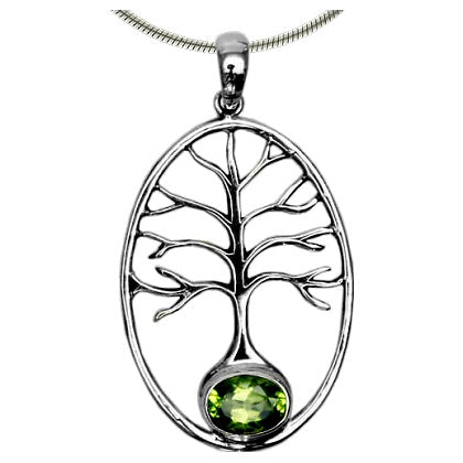 (667CPE) Tree of Life w/ Peridot Accent Pendant