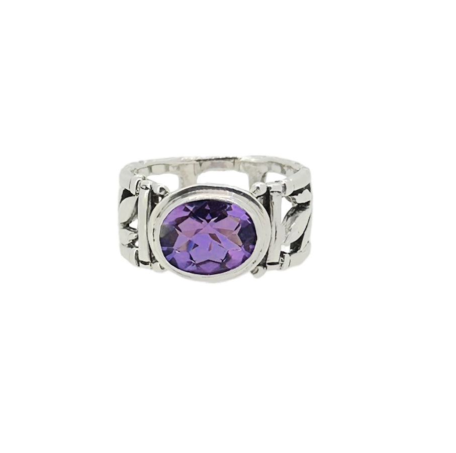 (724CAM) Amethyst Sterling Silver Ring