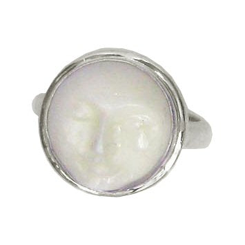 (728CBF) Carved Moon Face Ring