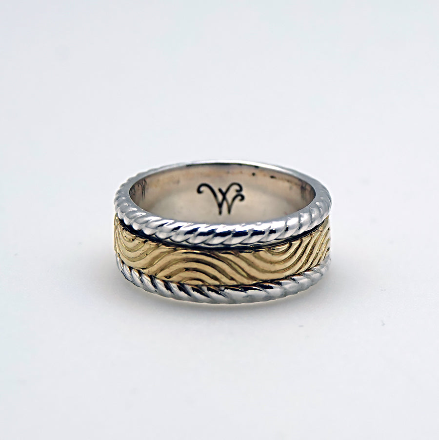 (779C) Silver and Brass Spinner Ring