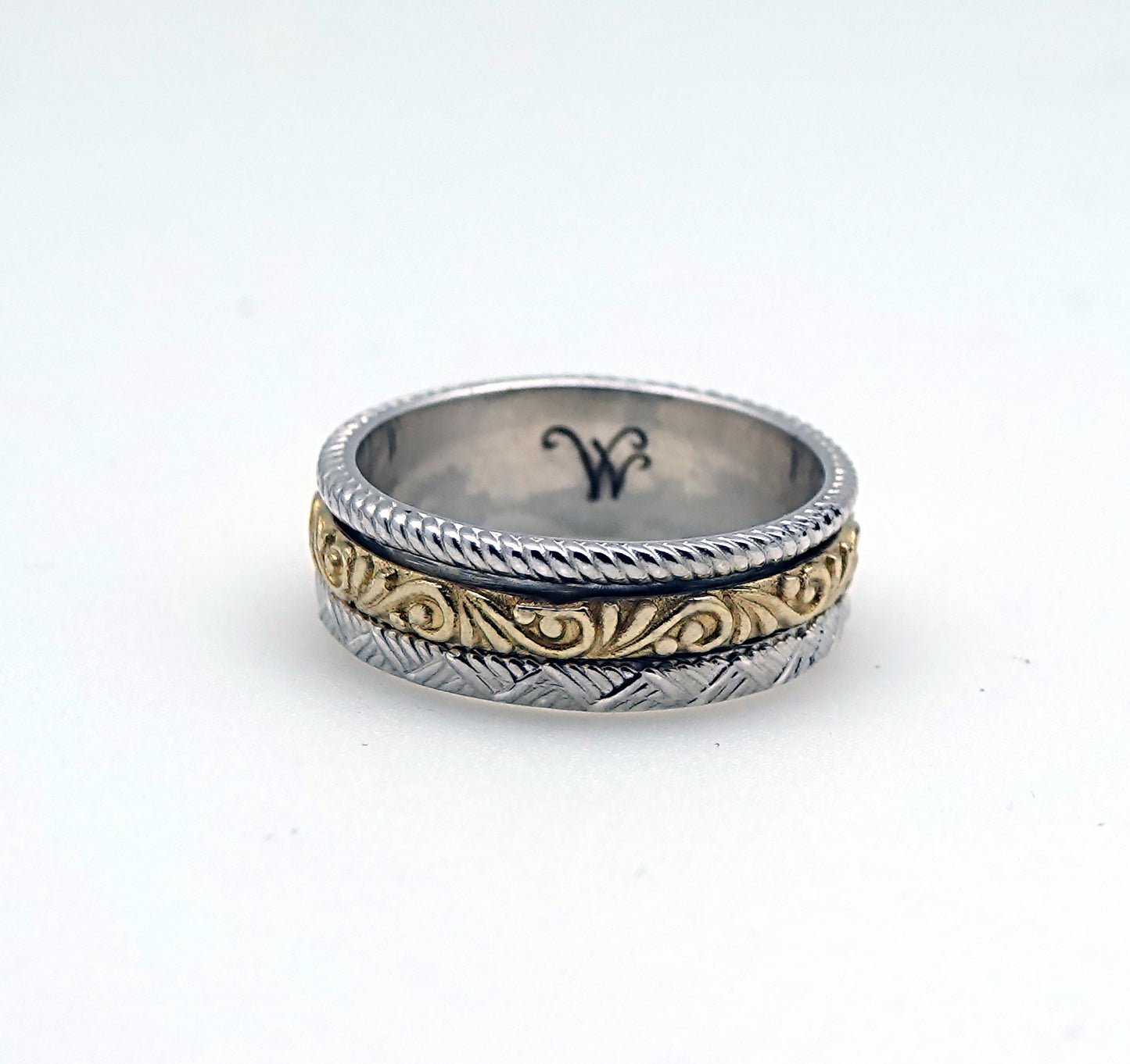 (780C) Silver and Brass Spinner Ring